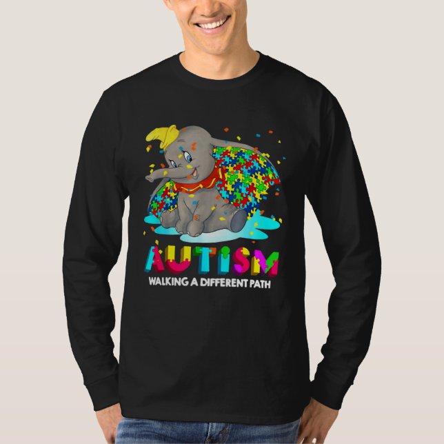 Autism Elephant Dumbo Walking A Different Path Aut T Shirt (Framsida)