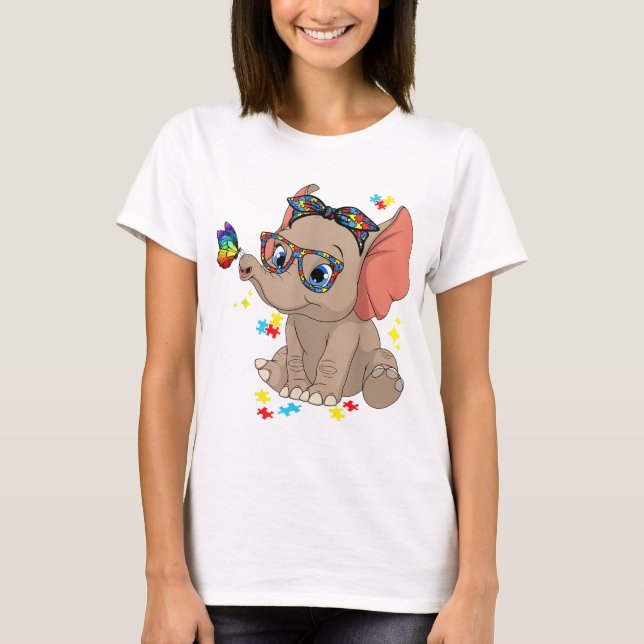 Autism Elephant Glasses Awareness Mamma Kids Autis T Shirt (Framsida)