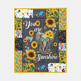 Autism Elephant Solros du är min solskina Fleecefilt