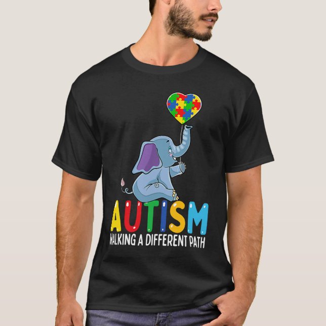 Autism Elephant Walking A Different Path For Kids T Shirt (Framsida)