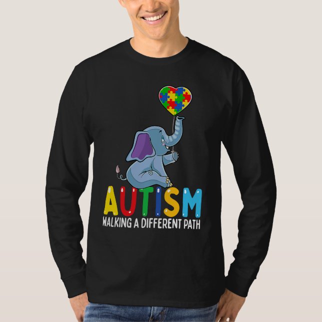 Autism Elephant Walking A Different Path For Kids T Shirt (Framsida)