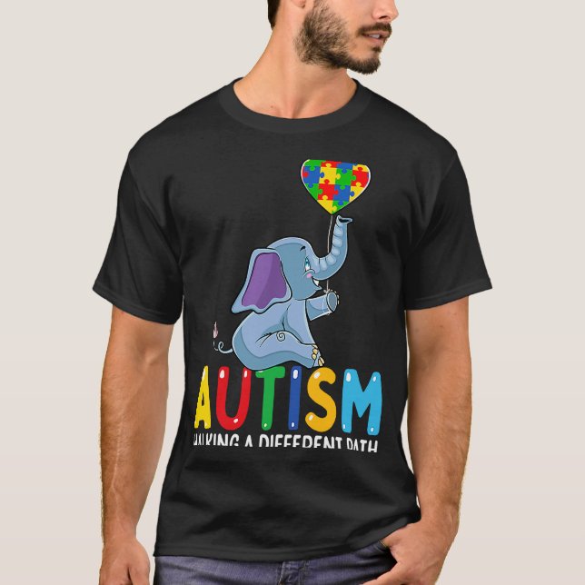 Autism Elephant Walking A Different Väg För barn T Shirt (Framsida)