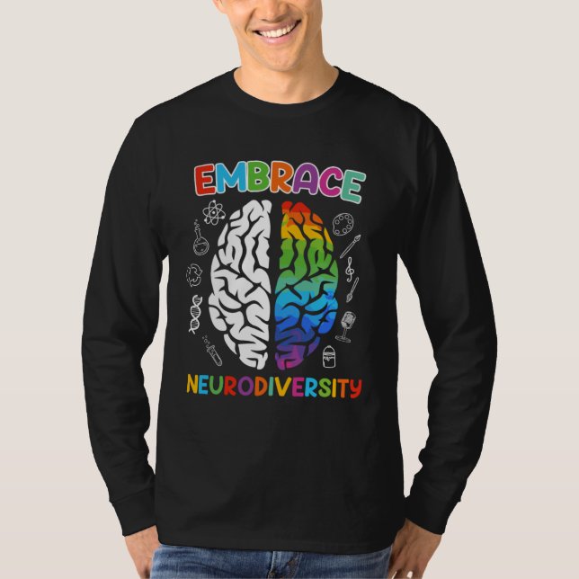 Autism Embrace Neurodiversity Autistics Awareness  T Shirt (Framsida)