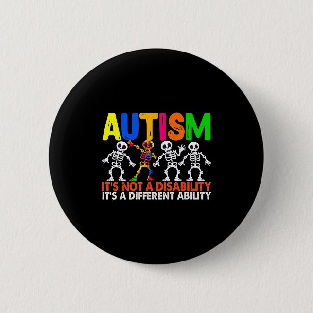Autism en annan förmåga rolig dabbing skelett knapp (Framsida)