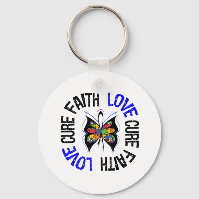 Autism Faith Kärlek Hope Butterfly Nyckelring (Framsida)