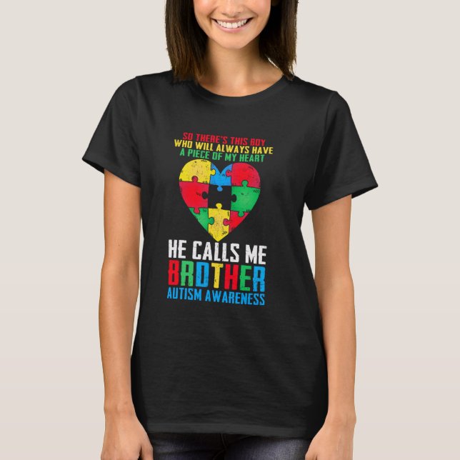 Autism Family Support han kallar mig Brother Autis T Shirt (Framsida)