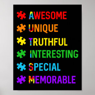 Autism Fantastisk Unik Speciell Autism Medvetenhet Poster