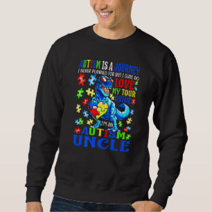 Autism farbror Journey Quote Autism Awareness Dino Lång Ärmad Tröja
