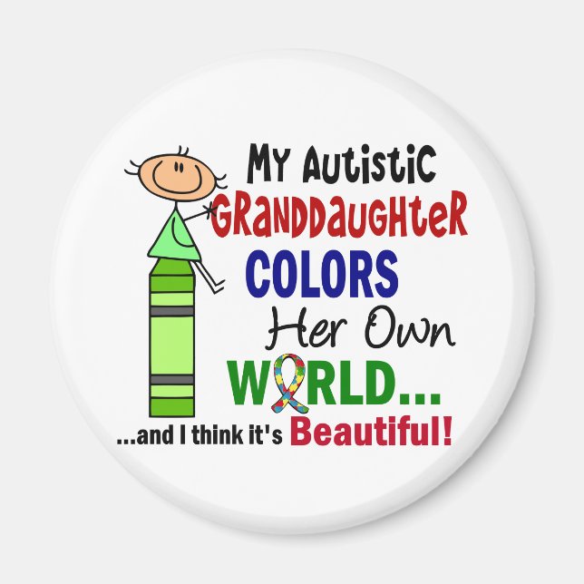 Autism FÄRG HER HER EGET VÄRLDSHUSdotterdotter Magnet (Framsidan)