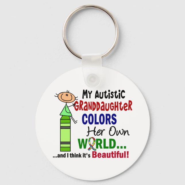 Autism FÄRG HER HER EGET VÄRLDSHUSdotterdotter Nyckelring (Framsida)