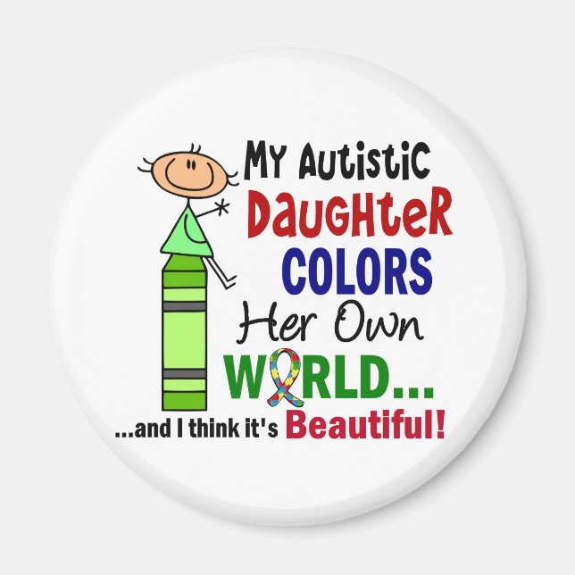 Autism FÄRG HER SINA EGNA VÄRLDSMASKER Magnet (Framsidan)