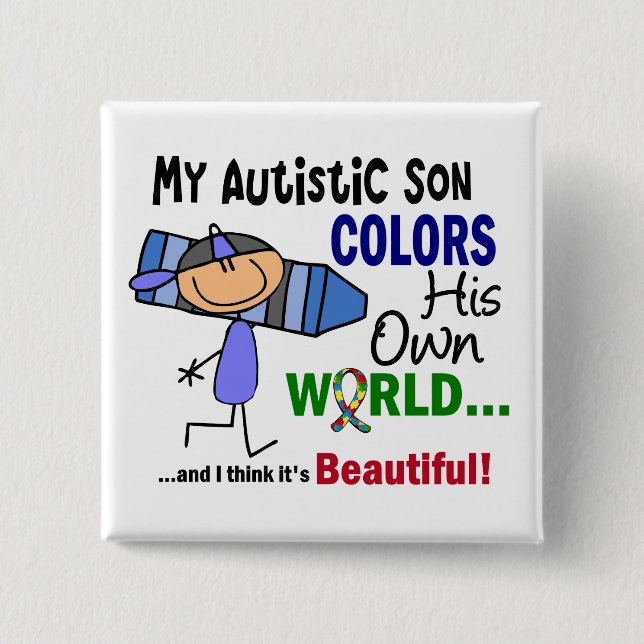 Autism FÄRGAR HANS EGNA VÄRLDSSon Knapp (Framsida)