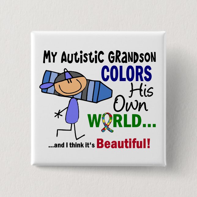 Autism FÄRGAR HANS EGNA VÄRLDSsonson Knapp (Framsida)