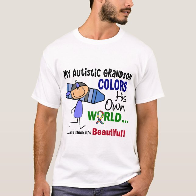 Autism FÄRGAR HANS EGNA VÄRLDSsonson T Shirt (Framsida)