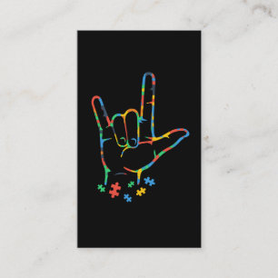 Autism - färgat ASL-handsigneringsspråk Visitkort