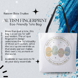 Autism Fingerprint/Quote Tote Bag Tygkasse