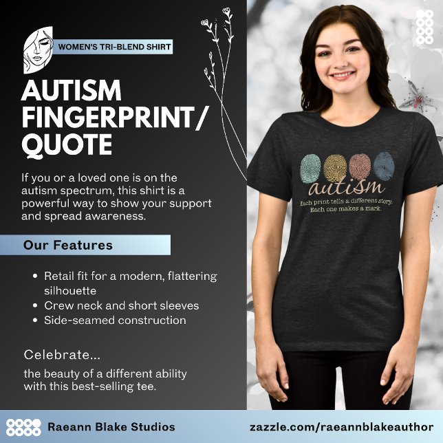 Autism Fingerprint Quote Women's Tri-Blend Shirt T (Skapare uppladdad)