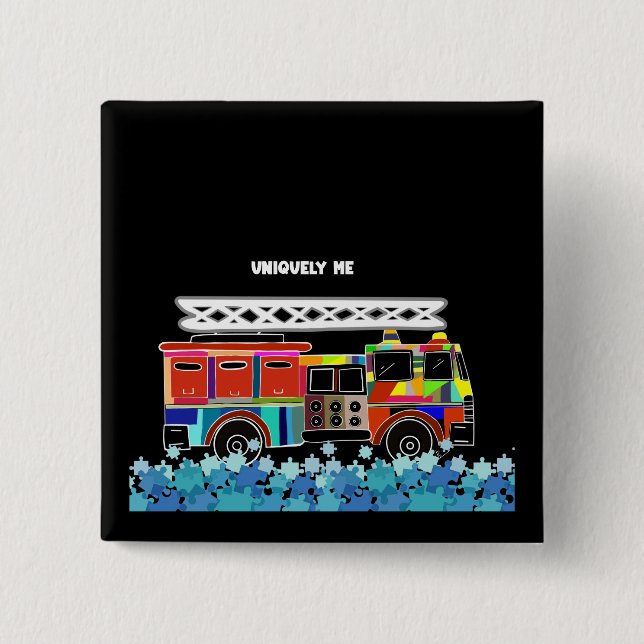 Autism Firelångtradarpuzzle delar Knapp (Framsida)