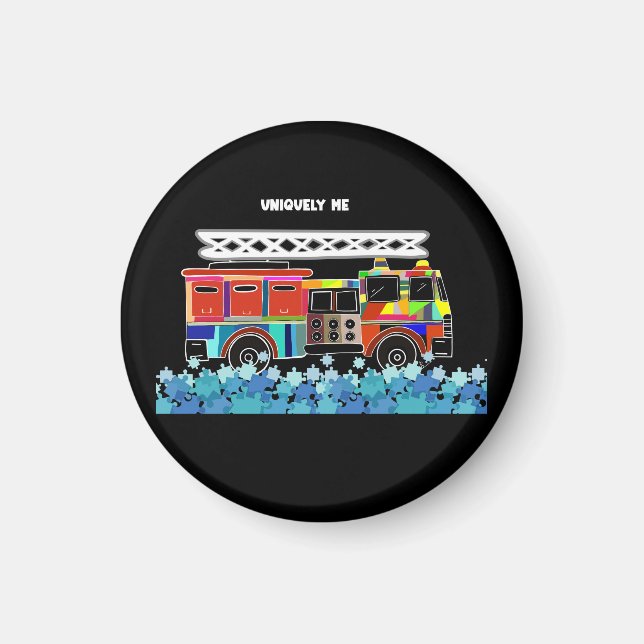 Autism Firelångtradarpuzzle delar Magnet (Framsidan)