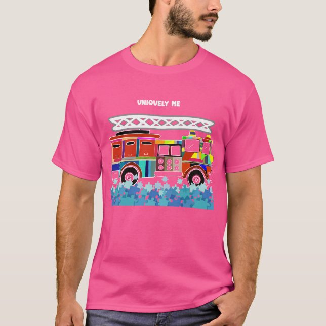 Autism Firelångtradarpuzzle delar T Shirt (Framsida)