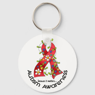 AUTISM Flower Ribbon 1 Nyckelring