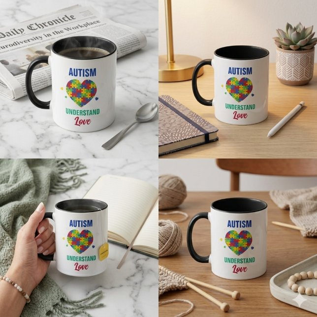 Autism Förstå Kärlek Inspirerande Pussel Mugg (Autism Understand Love Inspirational Puzzle Mug)