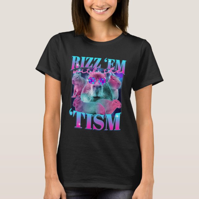 Autism Funny Rizz m.fl. med Tism Capybyra Mema A T Shirt (Framsida)