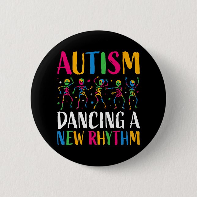 Autism Funny Skeleton Dancing New Rhythm Autism Aw Knapp (Framsida)