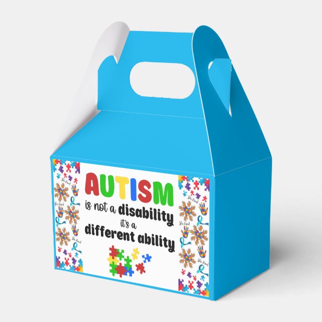 Autism - Gable Favor Box Presentaskar (Baksidan Sidan)