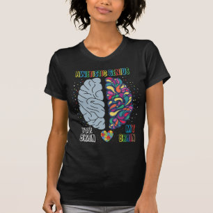Autism Genius Heart Autistisk färgad hjärna T Shirt