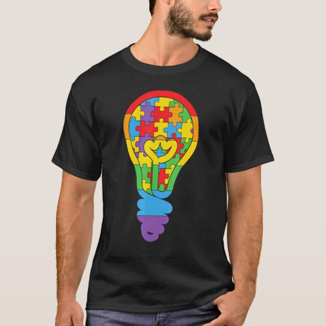 Autism Glödlampa Pussel T Shirt (Framsida)