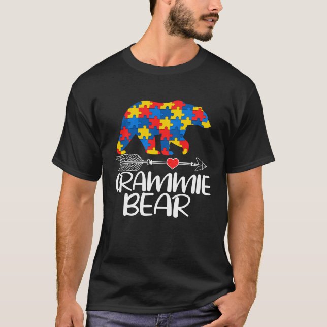 Autism Grammie Bear Autistic Support Autism Awaren T Shirt (Framsida)