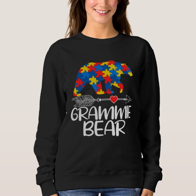 Autism Grammie Bear Autistic Support Autism Awaren T Shirt (Framsida)