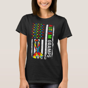 Autism Gramps American Flagga Autism Awareness Fam T Shirt