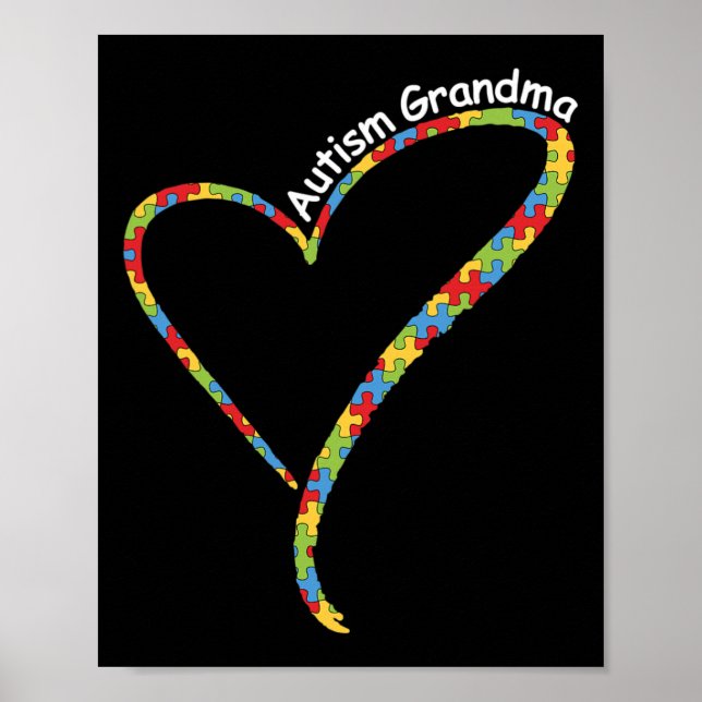 Autism Grandma Autism Awareness Puzzle Biet Heart Poster (Framsidan)
