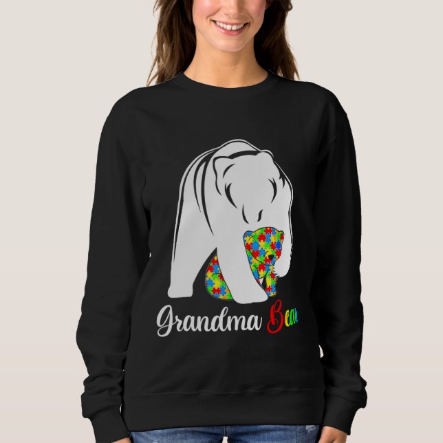 Autism Grandma Bear Autism Awareness T Shirt (Framsida)
