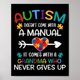 Autism Grandma Kärlek Autistic Kids Autism Awarene Poster