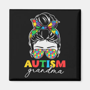 Autism Grandma Messy Bun Byndana Autism Awareness Magnet