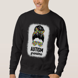 Autism Grandma Nana Messy Bun Autism Awareness ASD Lång Ärmad Tröja