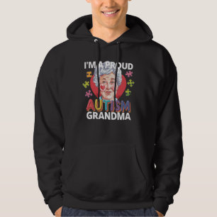 Autism Grandma Proud Autism Support Puzzle Hoodie