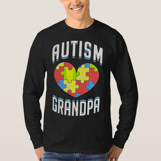 Autism Grandpa Autism Awareness Day Kärlek Puzzle  T Shirt (Framsida)