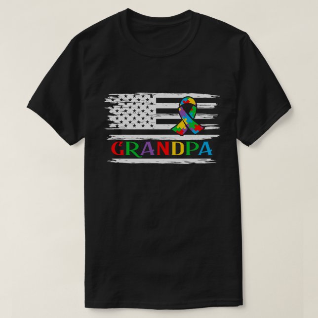 Autism Grandpa, autismmedvetenhet T Shirt (Design framsida)