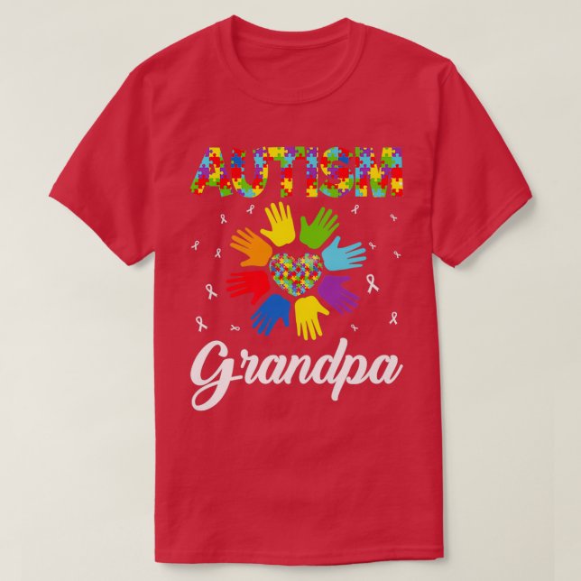 Autism Grandpa Funny Kärlek Heart Autism Awareness T Shirt (Design framsida)