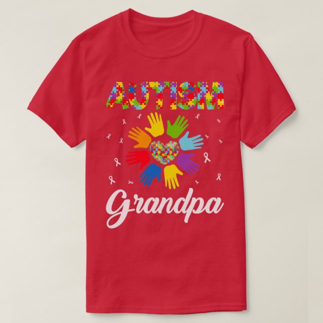 Autism Grandpa Funny Kärlek Heart Autism Awareness T Shirt (Design framsida)