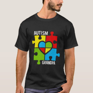 Autism Grandpa Puzzle Delar and Heart T Shirt