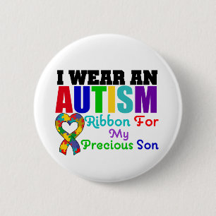 Autism ha på sig jag bandet för min dyrbara Son Knapp