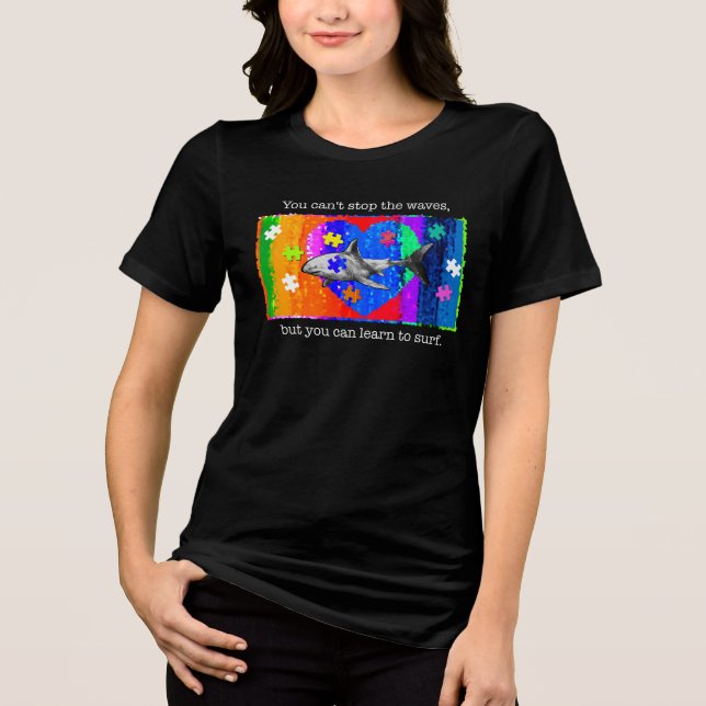Autism Haj KVINNA SVART T Shirt (Framsida)