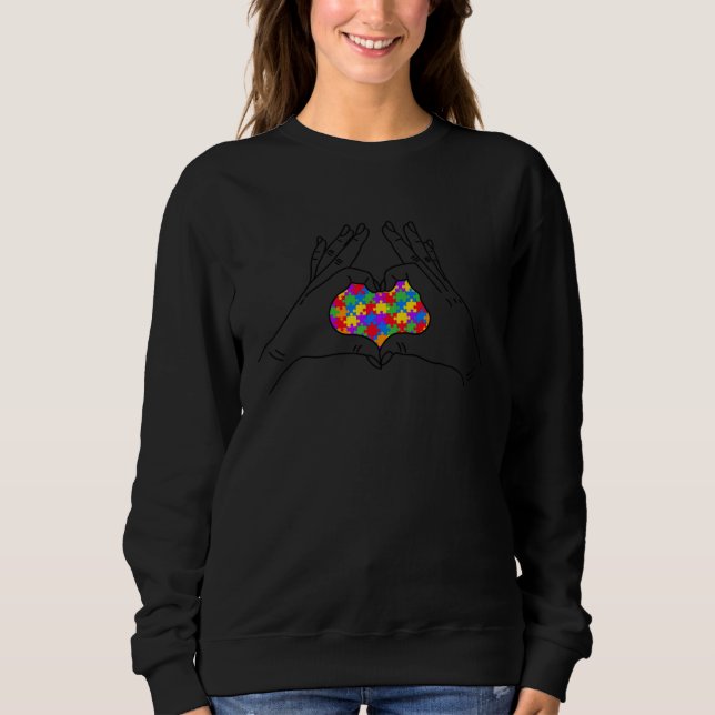autism hands heart valentine s day autism awarenes t shirt (Framsida)