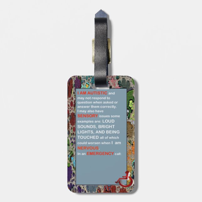 Autism HAR JAG den AUTISMLaggage märkren Bagagebricka (Baksidan Lodrät)