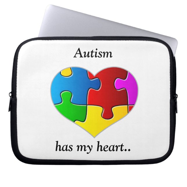 Autism har min hjärta….,fodral/sleeve laptop sleeve (Framsidan)